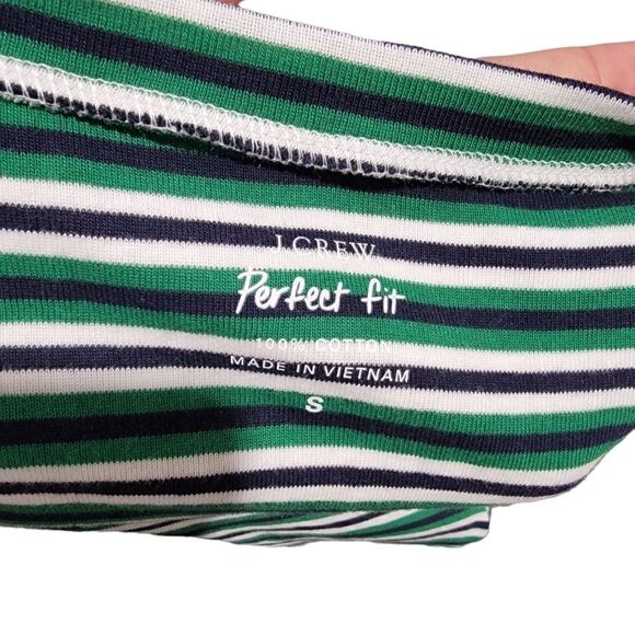 NWT J Crew Green Striped Top SMALL - Picture 4 of 4